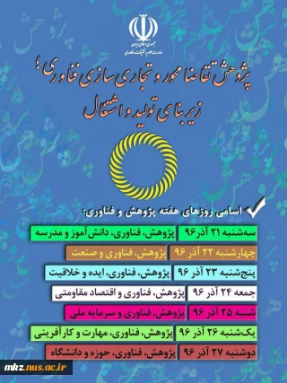 اسامی روزهای هفته پژوهش و فناوری
